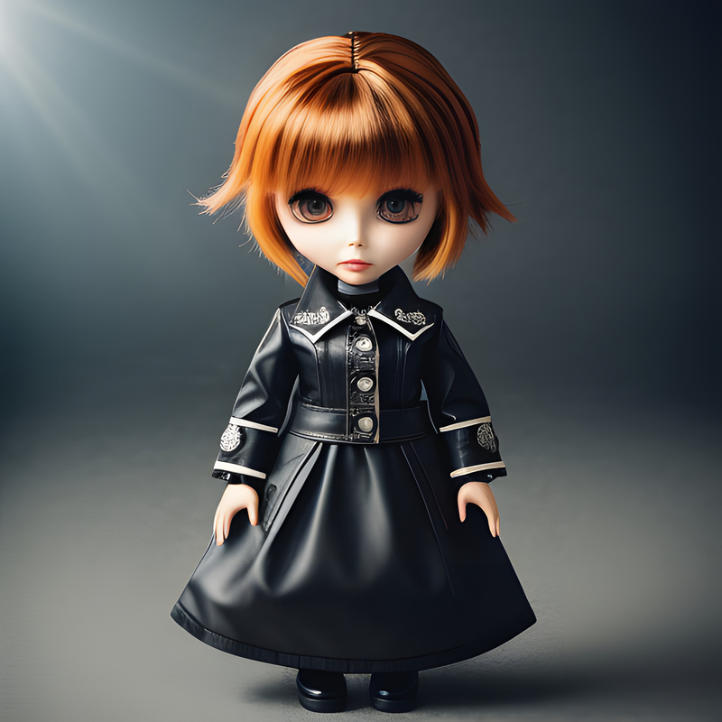 Cute doll in long black dress