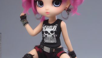 Cute punk-style doll with headband