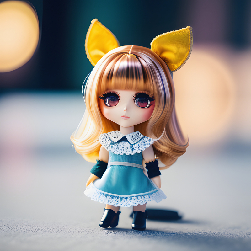Cute doll with blue clothes
