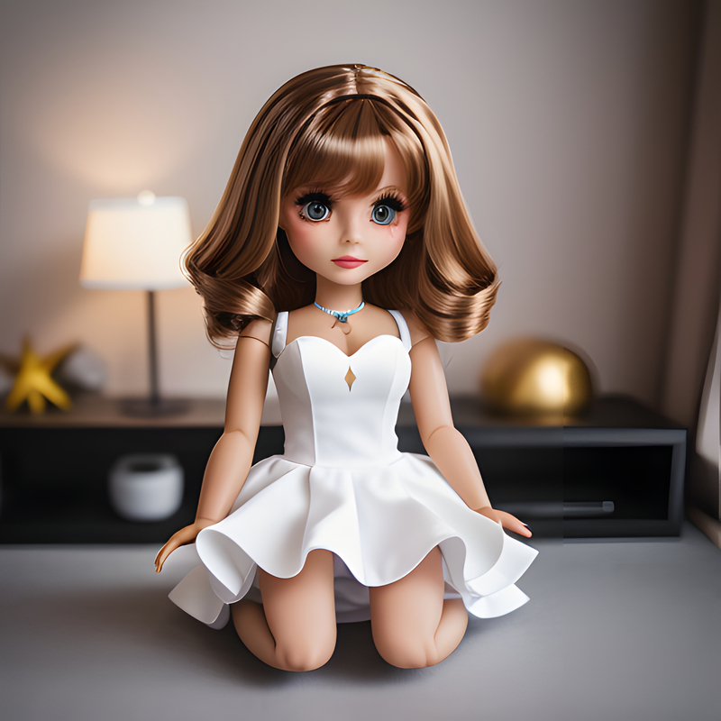 Cute doll in white dress