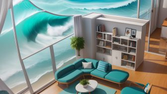 Lounge room with a view of the waves