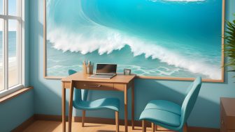 Workspace and wave painting