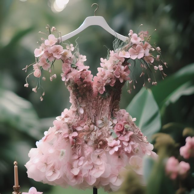 Floral and plant print pink dress