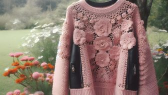Knit sweater with floral print