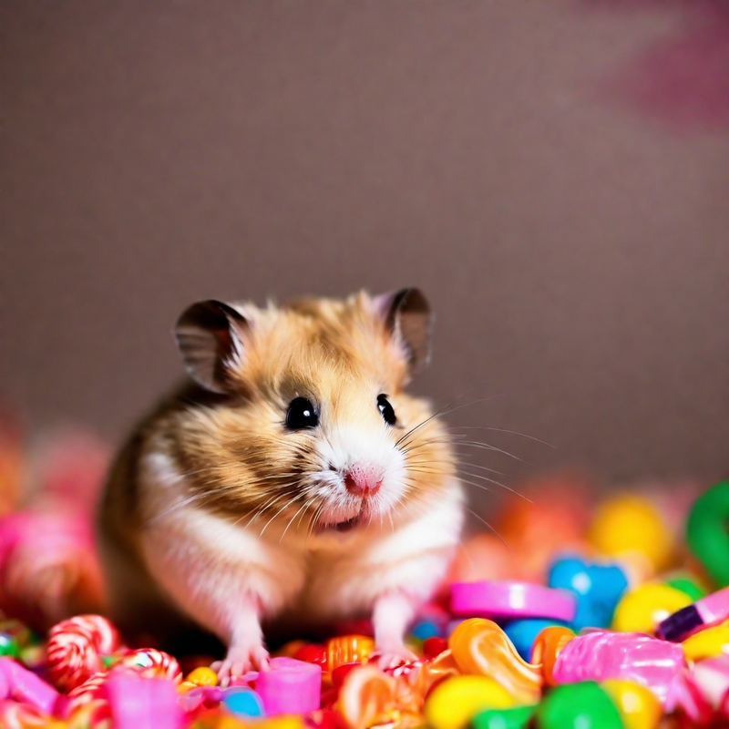 A hamster trapped in a sea of candy
