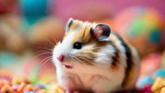 A striped hamster on candy