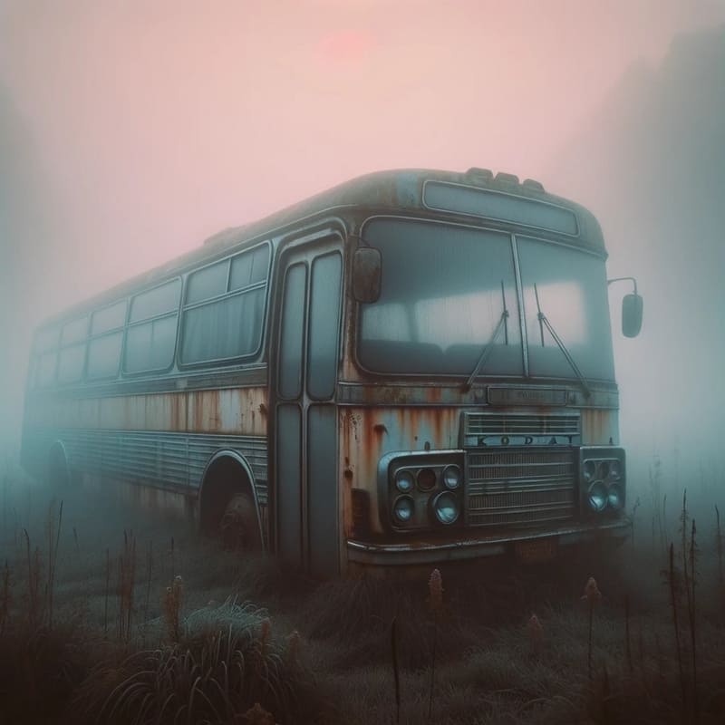 A worn-out bus on the prairie