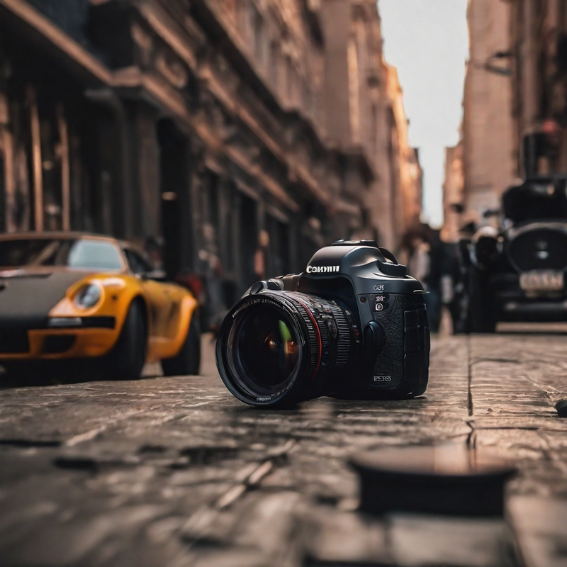 Camera in the middle of a city street