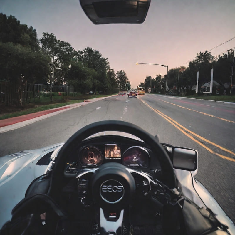 Dashboard view from inside the sports car