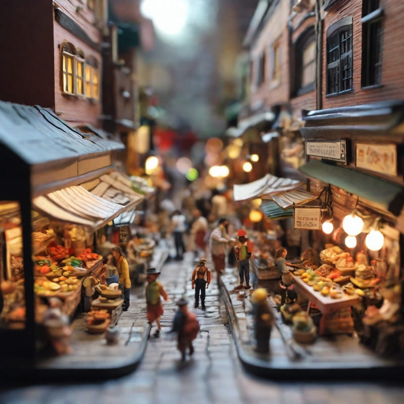 Diorama of the market in the morning