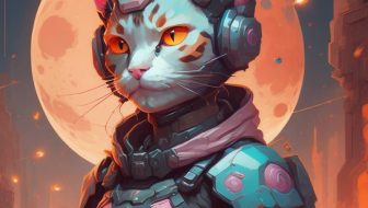 Pink cat cyborg