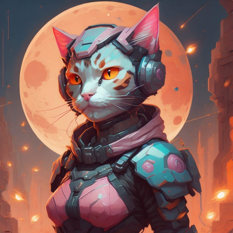 Pink cat cyborg