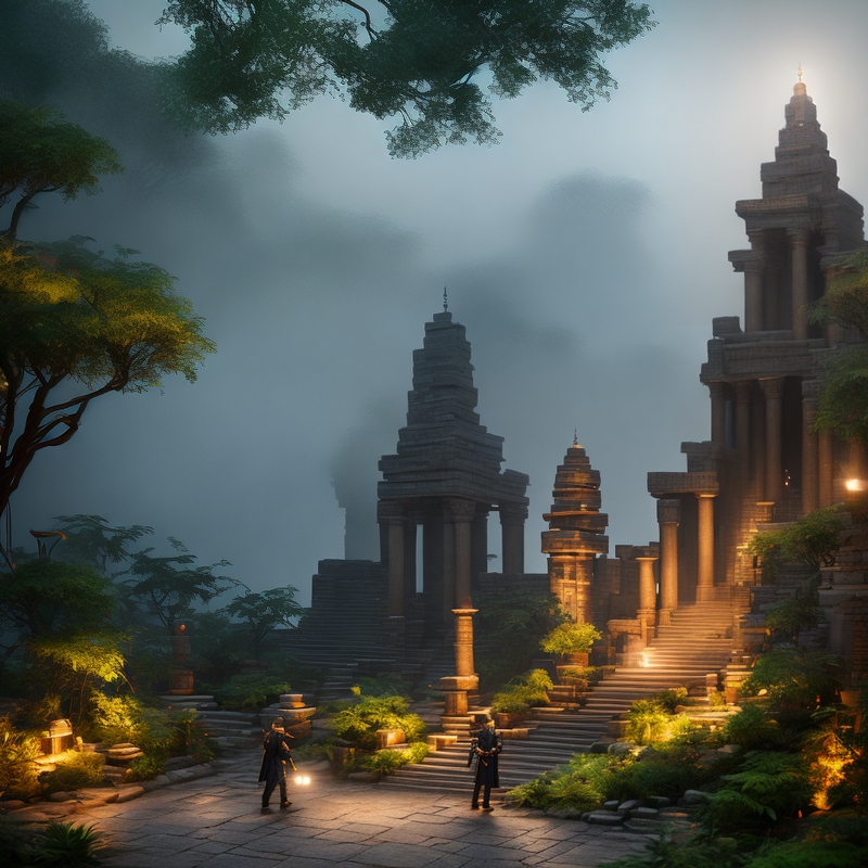 Some people in front of the mysterious temple