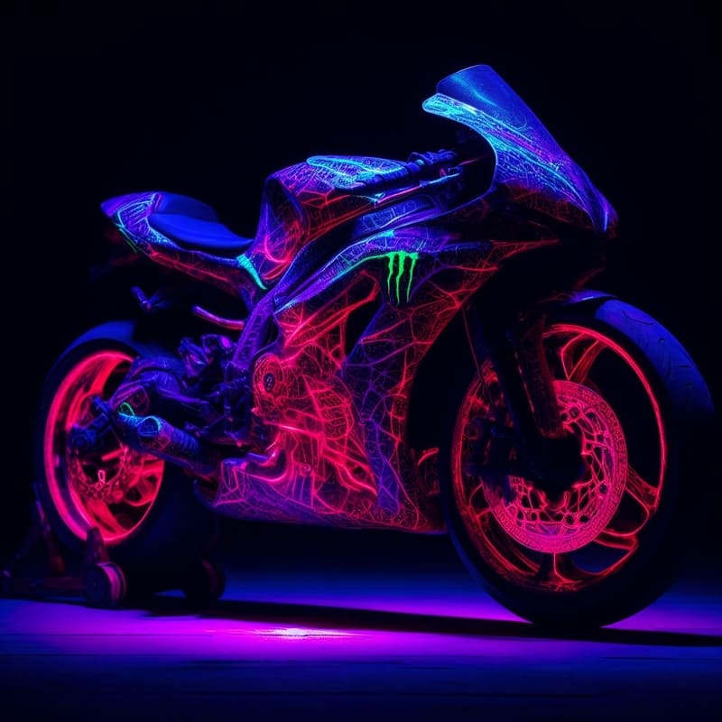 Sports bike with a fierce color combination