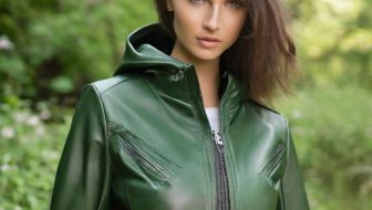 Woman wearing a green jacket