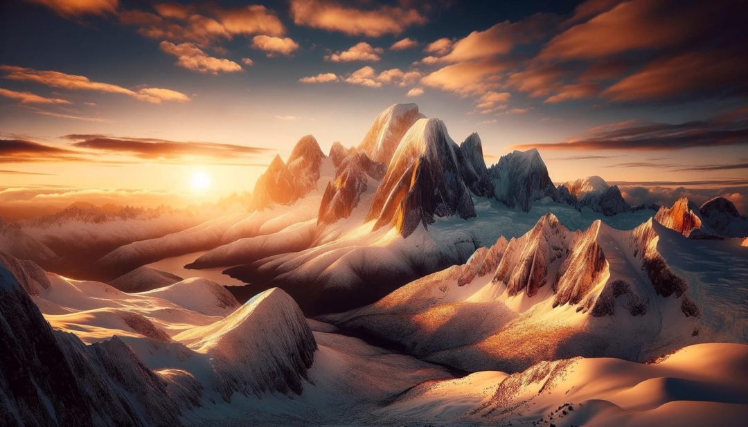 A breathtaking view of the icy mountains
