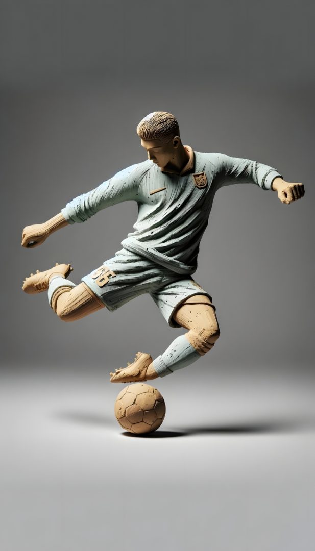 A dribbling statue
