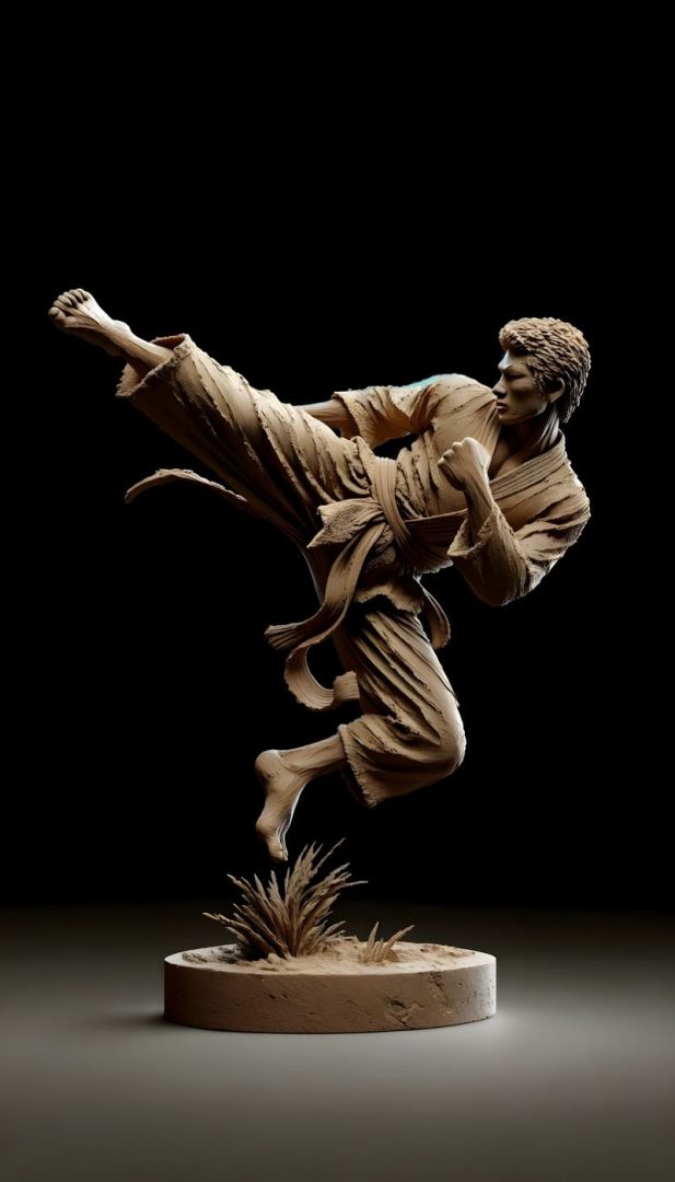 A statue depicting martial arts