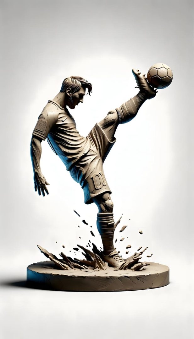 A statue holding a ball