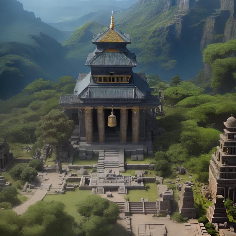 A temple in a beautiful valley