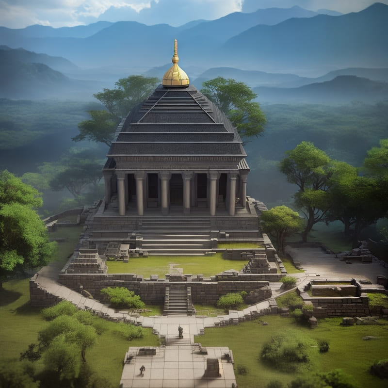 An ancient temple in the middle of the hills
