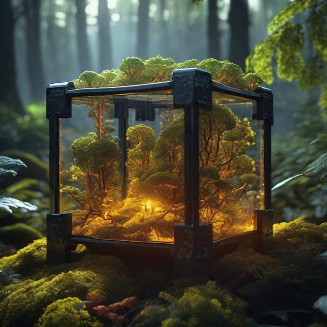 Small glass box with a tree inside